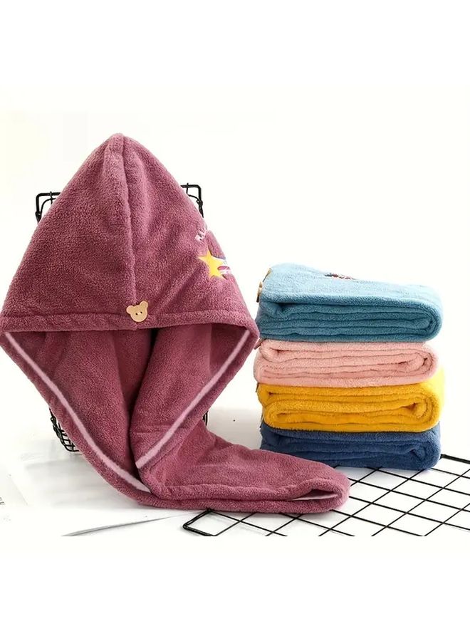 Purple Quick Dry Microfiber Hair Towel Wrap With Button Closure For Women - Image 4